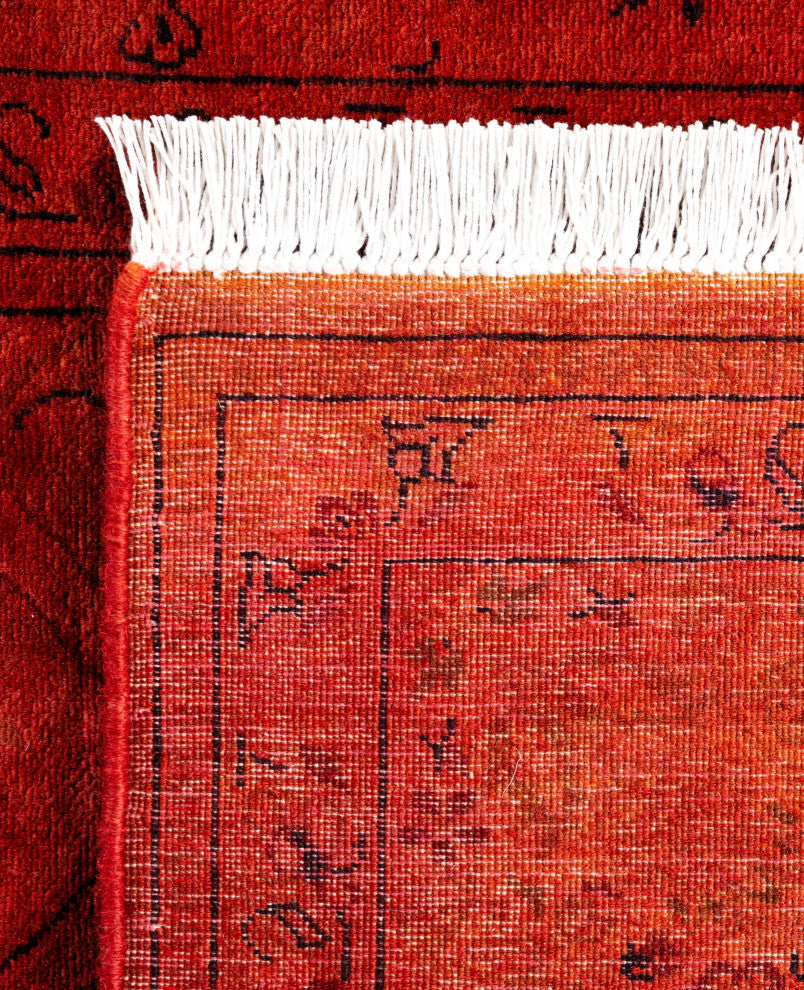 Overdyed One-of-a-Kind Hand-Knotted Area Rug Orange, 3' 3" x 5' 4"