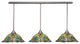 3 Light Mini Pendant In Brushed Nickel, 19" Kaleidoscope Tiffany Glass