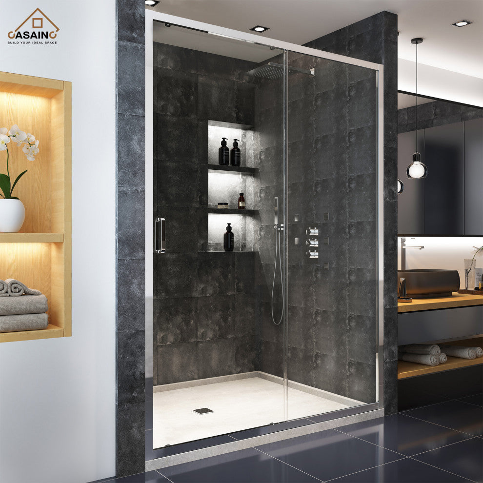 60-in x 72-in Framed Sliding Shower Door, Chromed