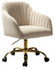Swivel Rolling Task Chair With Tufted Back, Tan