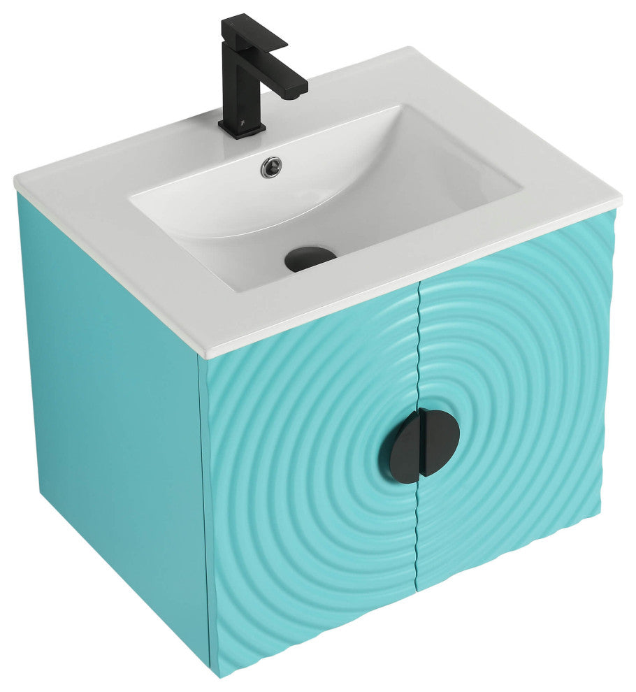 Pellabay Bath Vanity, Fluted Circular Doors Sink Included