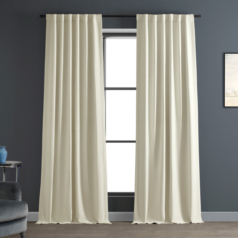 Cottage White Bellino Blackout Room Darkening Curtain Single Panel, 50"x108"