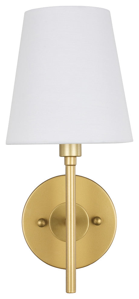 Brass Finish And White Shade 1-Light Wall Sconce