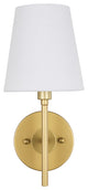 Brass Finish And White Shade 1-Light Wall Sconce