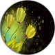 Golden Flowers Greeting Card, Floral Art Round Metal Wall Art, 36"