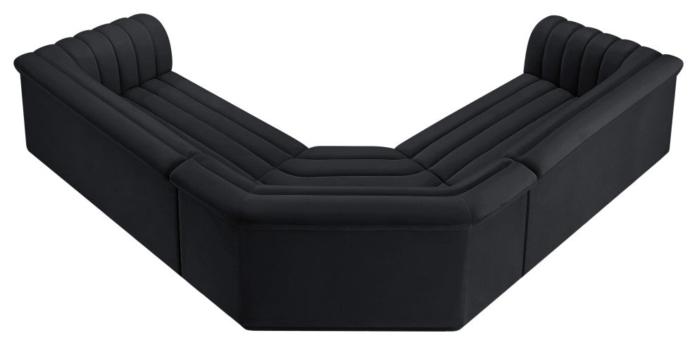 Cascade Upholstered Modular Sofa, Black, Velvet, Corner Sectional