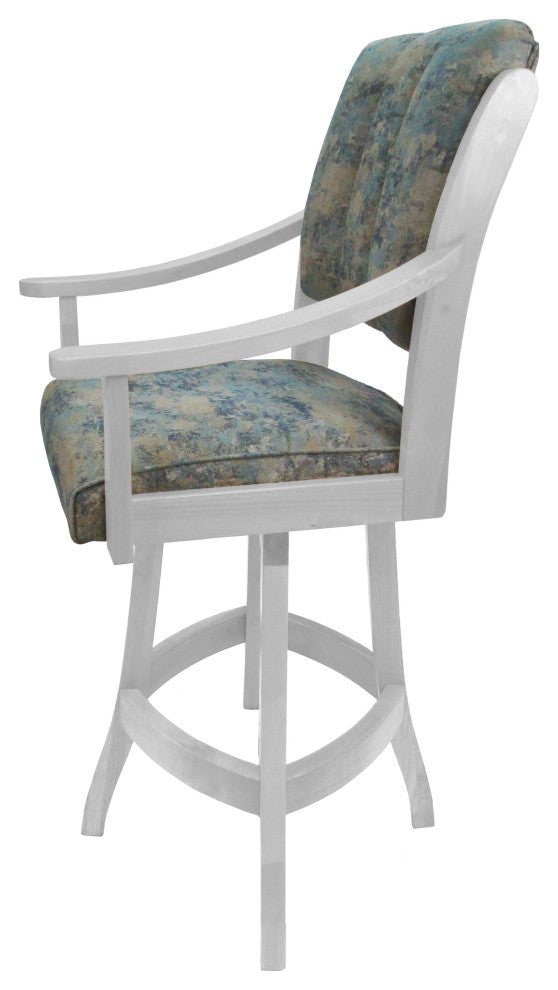Swivel Counter Wood Bar Stool Casa on S-Base, Poet Sky on White, 26"