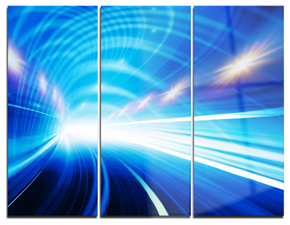 "Speed Motion in Highway Tunnel" Digital Metal Wall Art, 3 Panels, 36"x28"