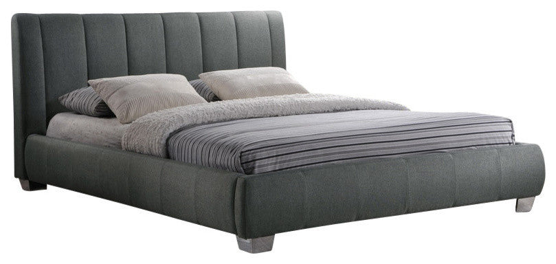 Marzenia Contemporary Gray Fabric Queen Size Bed