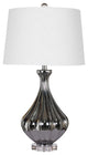 Chrome Glass Table Lamp With White Shade