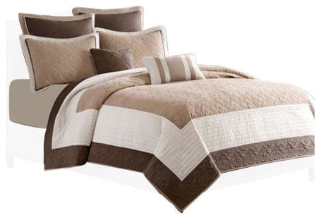 Madison Park Pieced 7-Piece Quilt Set, Full/Queen