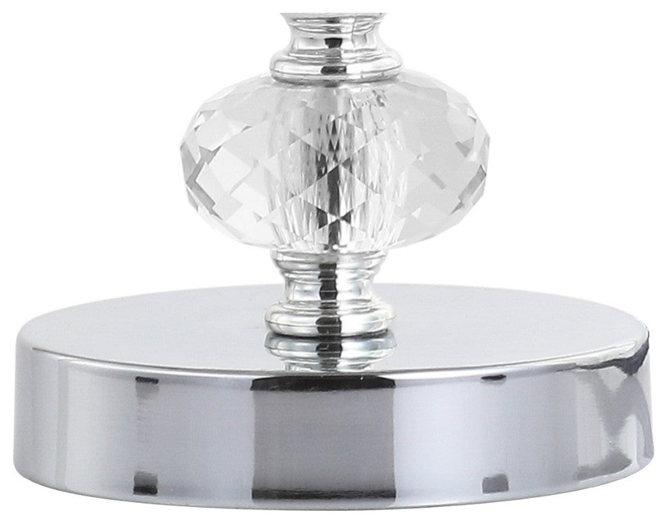 Kevin Glass and Metal LED Table Lamp, Clear and Chrome, Set of 2, 22"