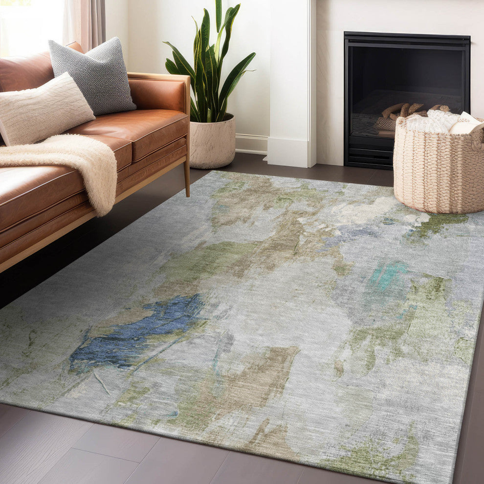 Machine Washable Indoor/Outdoor Chantille ACN1914 Beige 9' x 12' Rug