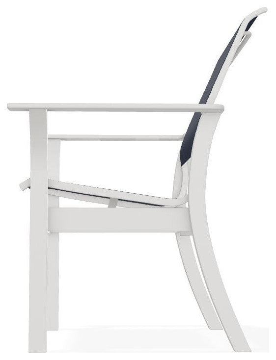 Leeward Sling Stackable Outdoor Dining Chair, Navy/Snow