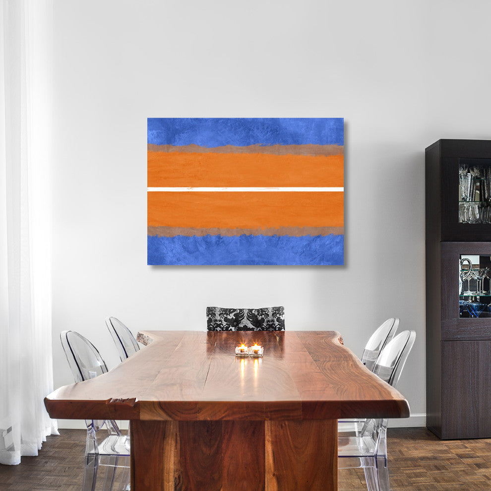 "Blue And Orange Abstract Theme 4" Fine Art Print