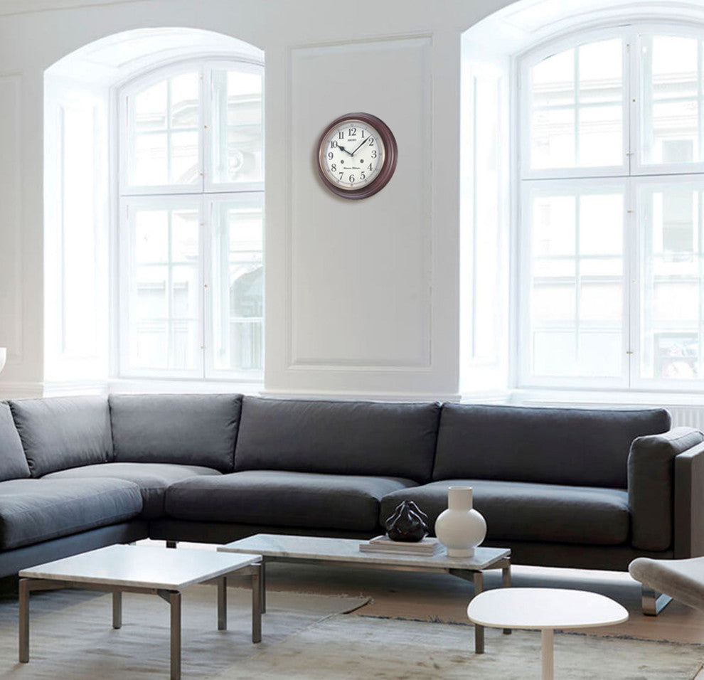 Seiko Clocks, 12" Round Wood Grain Wall Clock With Dual Quarter Hour Chimes