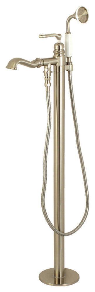 Kingston Brass Freestanding Tub Faucet With Hand Shower, Brushed Nickel