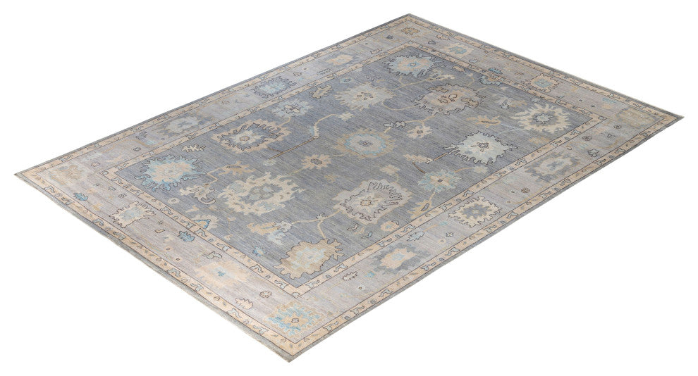 Oushak One-of-a-Kind Hand-Knotted Area Rug Light Gray, 10'0" x 14'0"