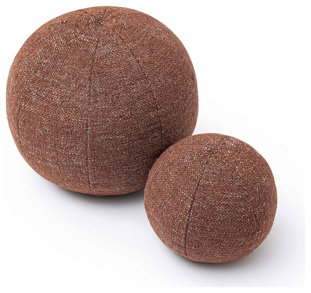 Boba Round Pillow, Red Sedona Basketweave Textured, 9"
