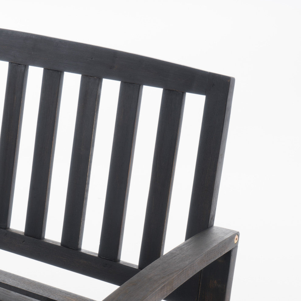 GDF Studio Laguna Outdoor Patio Acacia Wood Bench, Dark Gray