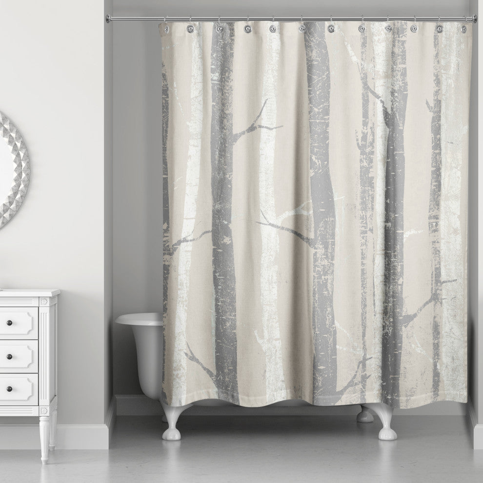 Beige Forest Tree 71x74 Shower Curtain