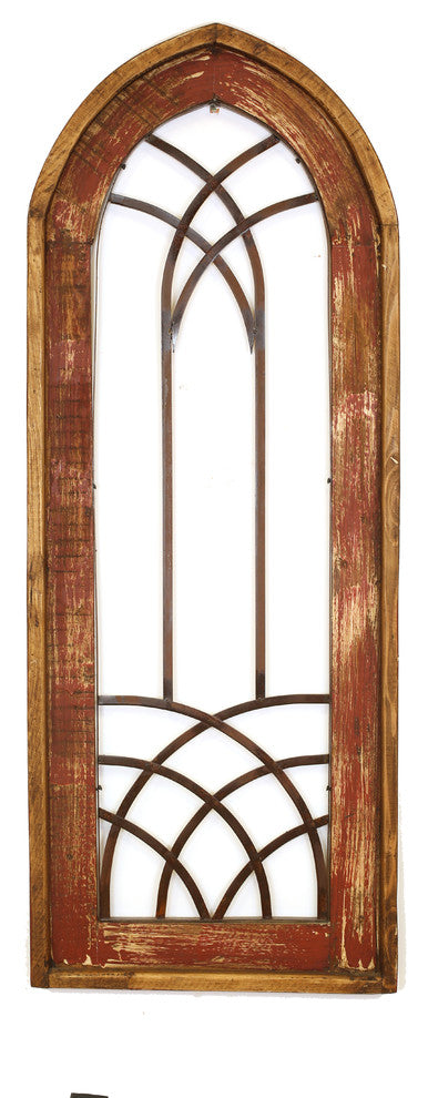 Valeria Architectural Window-Farmhouse Wall Decor, Red