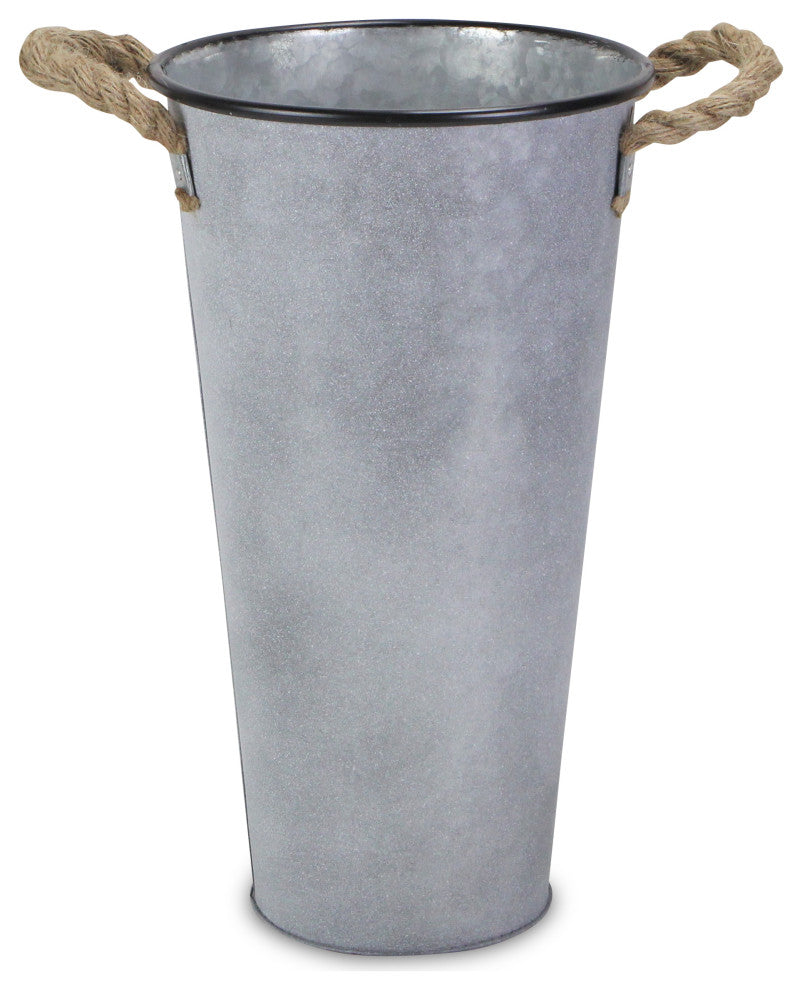 Rope Handle French Metal Planter, 27.5", 17"