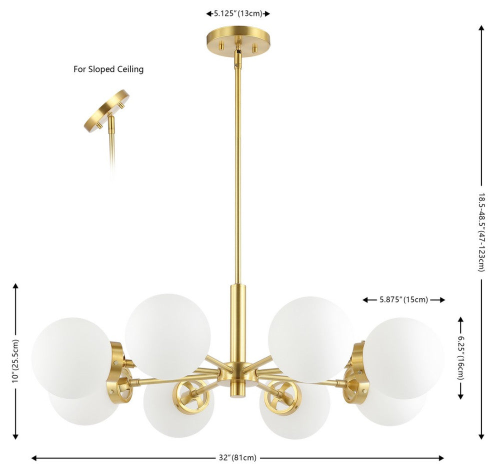 Safavieh Prosie 8Lt 32" Chandelier, Gold