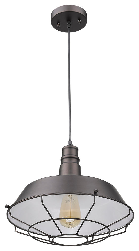 Friedrich Industrial Style 1-Light Oil Rubbed Bronze Ceiling Mini Pendant, 14"
