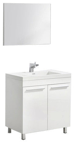 Aquamoon Ocean Modern Bathroom Vanity Set, White, 31 1/4", Milan Chrome Faucet