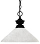 Shark 1 Light Pendant, Matte Black With White Linen Glass