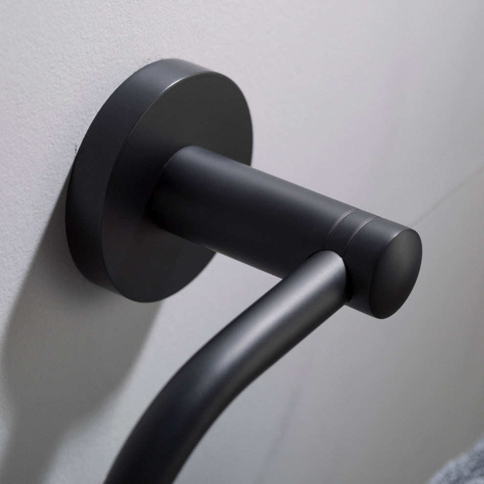 Elie Bathroom Towel Ring, Matte Black