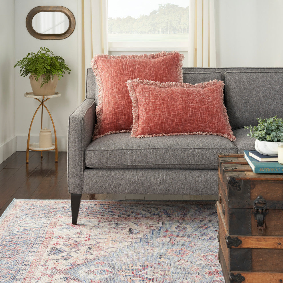 Nourison Home 22"x22" Nicole Curtis Pillow Printed Stonewash Rust Throw Pillow