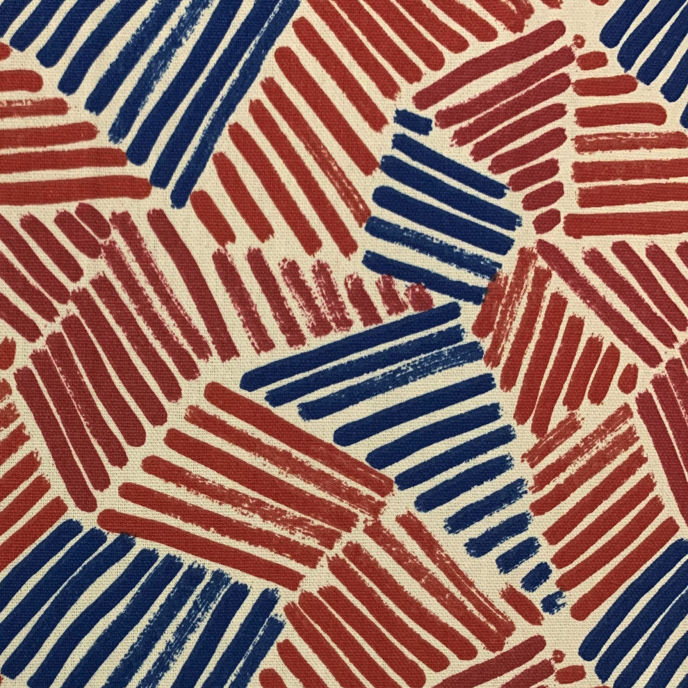 Plutus Red Blue Sketch Abstract Luxury Throw Pillow, 20"x20"