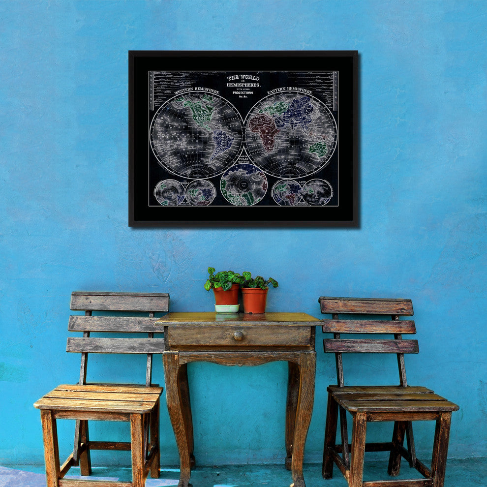 World Vintage Vivid Color Map Canvas, 16"x21"