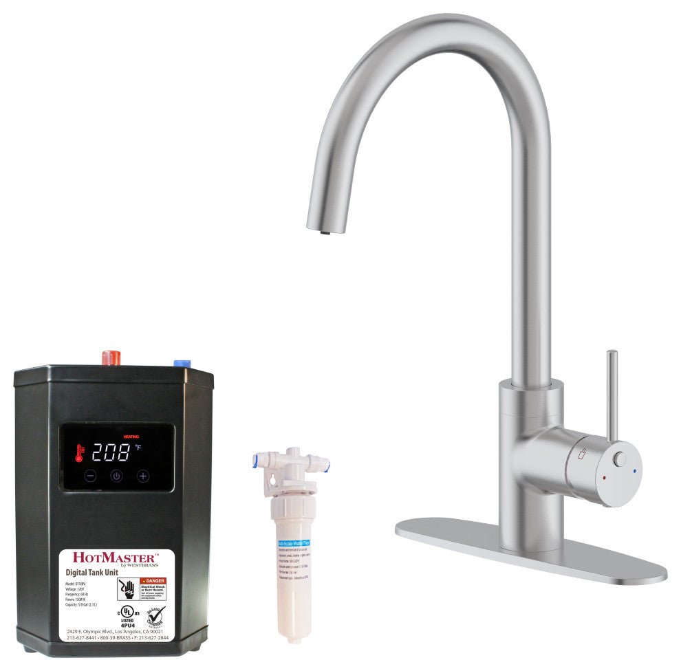 HotMaster 3 in 1 Instant Hot Kitchen Faucet with Tank, Stainless Steel