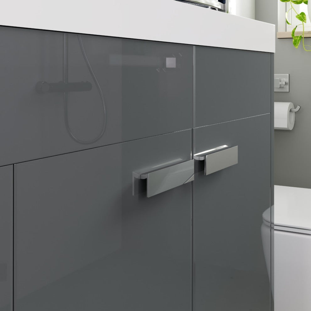 Eviva Lugano 72" Gray Modern Double Sink Bathroom Vanity With White Top