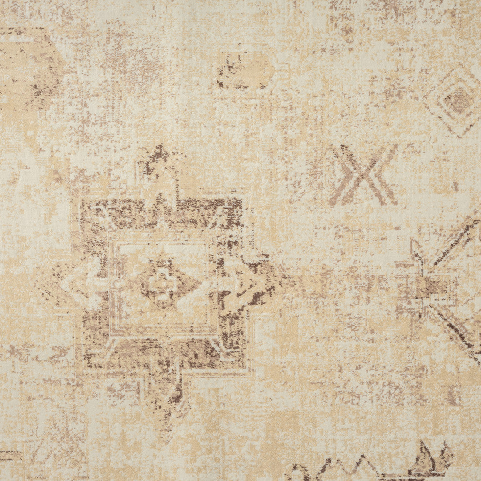 Ayla Beige Traditional Motif Waterproof Area Rug, 2' X 5'