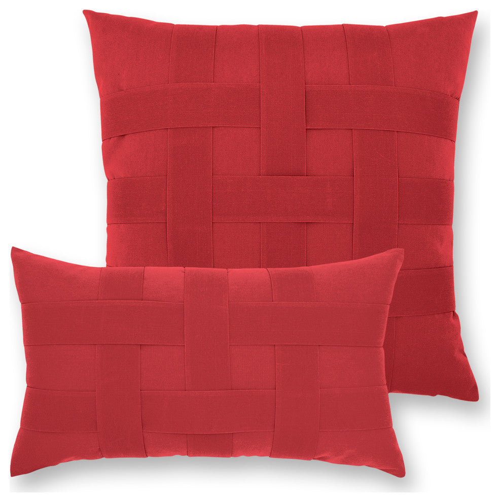 Basketweave Rouge Indoor/Outdoor Performance Pillow, 20"x20"