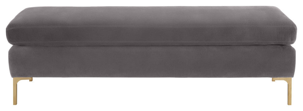 Delilah Grey Velvet Bench - Grey