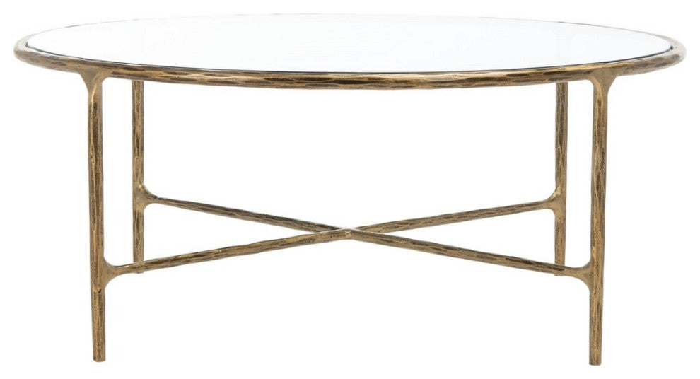 Safavieh Couture Jessa Round Metal Coffee Table, Brass