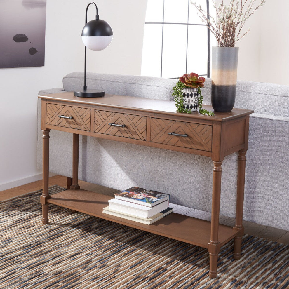 Safavieh Peyton 3 Drawer Console Table, Brown