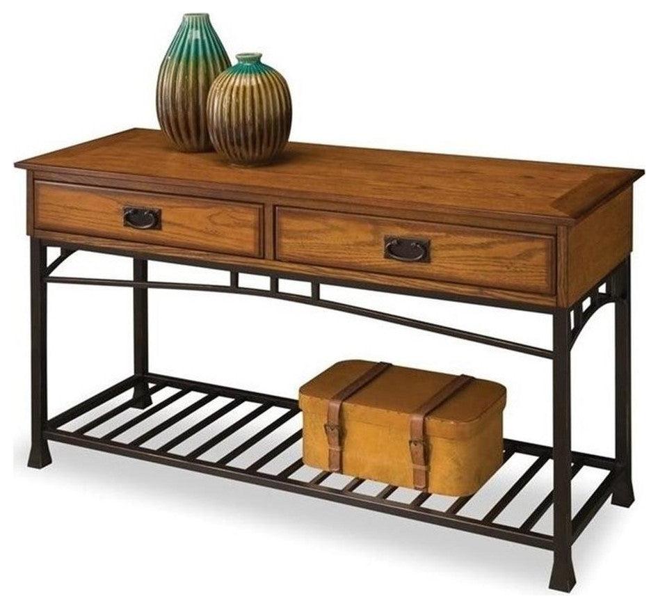 Homestyles Modern Craftsman Wood Console Table in Brown