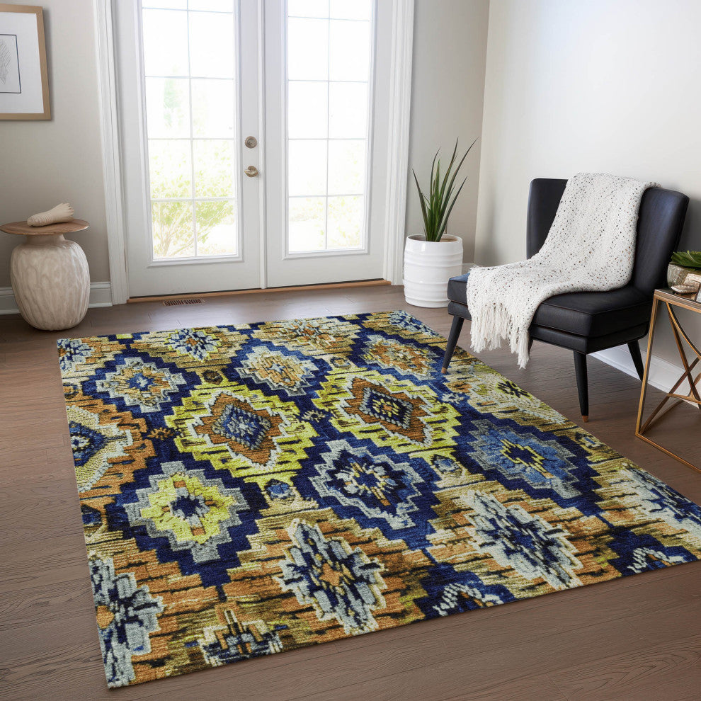 Machine Washable Indoor/Outdoor Chantille ACN1891 Navy 2'6" x 3'10" Rug