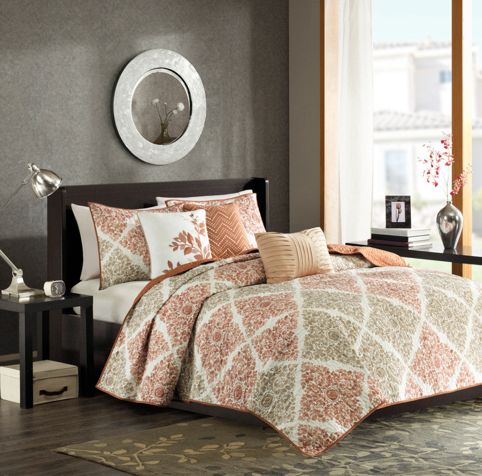 Madison Park Printed Quilted 6-Piece Coverlet Set, King/California King