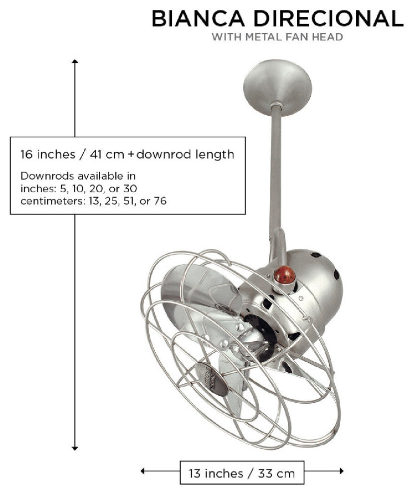 Bianca Direcional 13" Directional Ceiling Fan, Gloss White