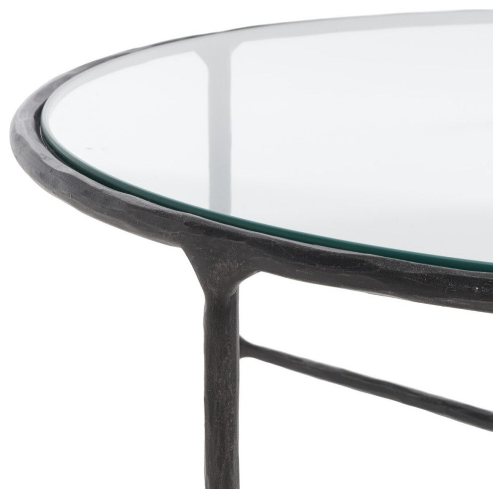 Safavieh Couture Jessa Round Metal Coffee Table, Black