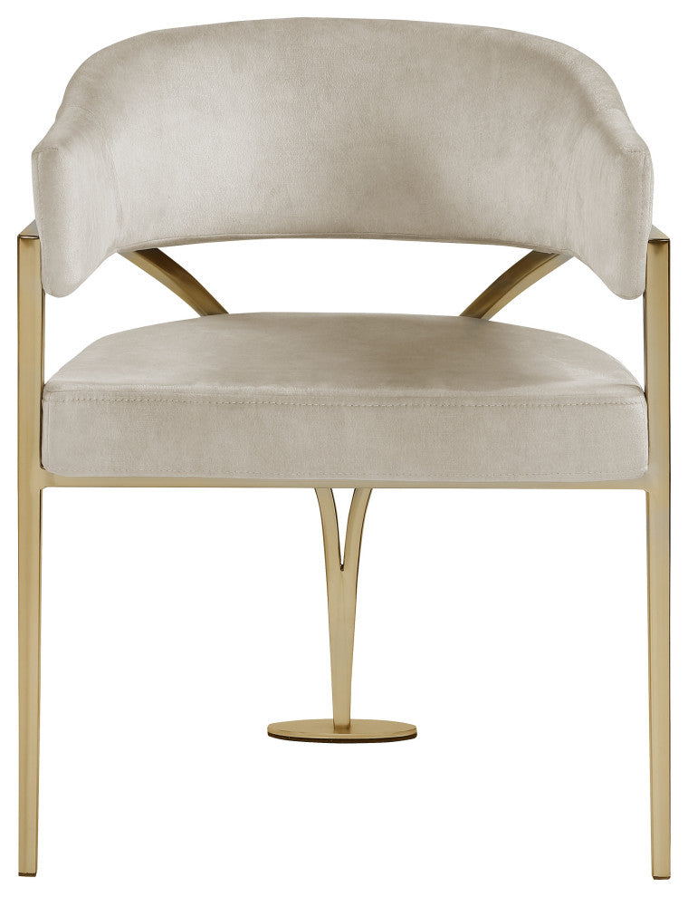 Madelyn Upholstered Dining Chair, Set of 2, Stone, Velvet, Gold Finish