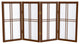 2' Tall Desktop Double Cross Shoji Screen, Walnut, 4 Panels