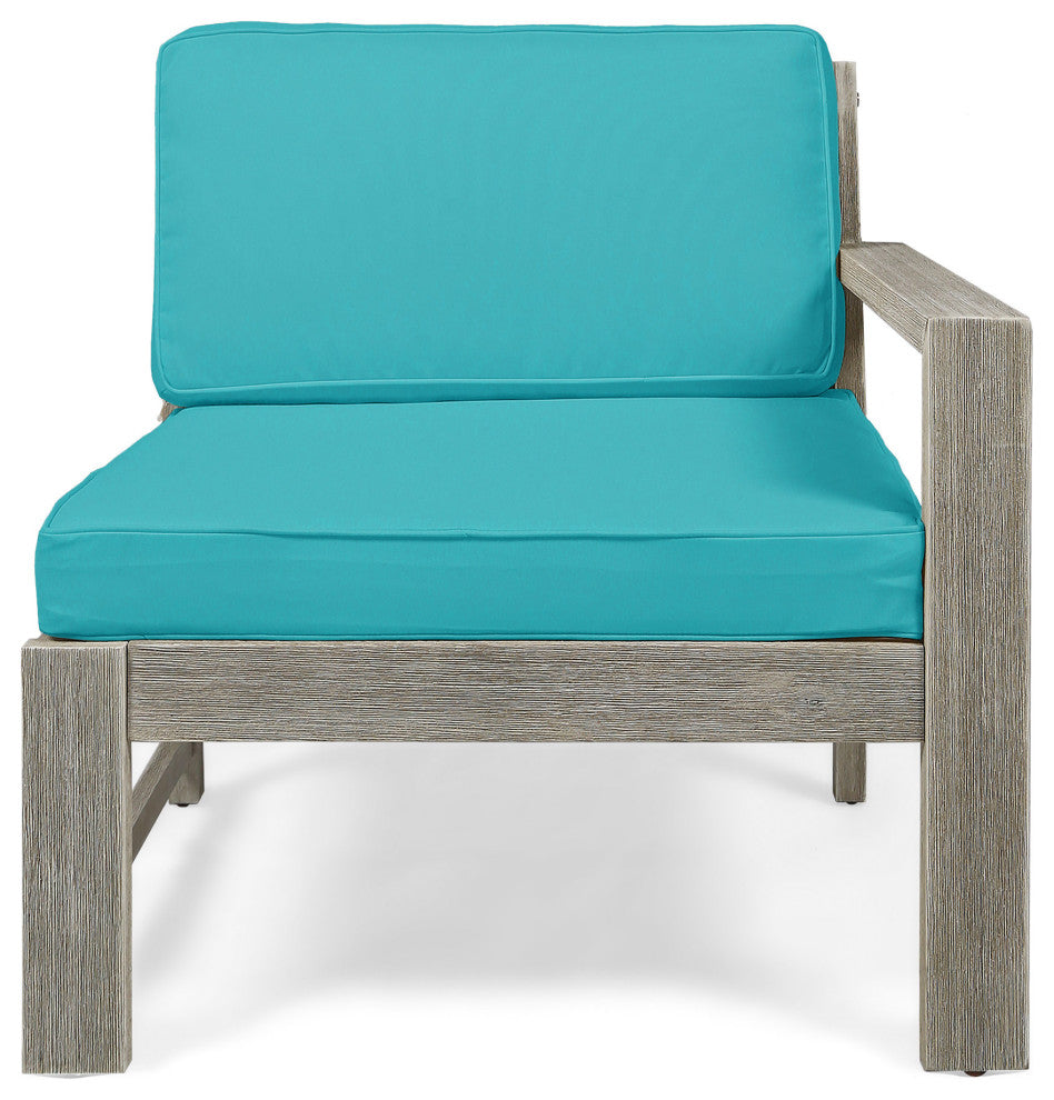 Isabella Ana Outdoor 3-Seater Acacia Wood Sofa With Cushions, Teal